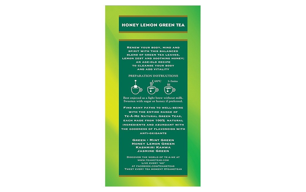 Te-A-Me Honey Lemon Green Tea Renew   Box  25 pcs